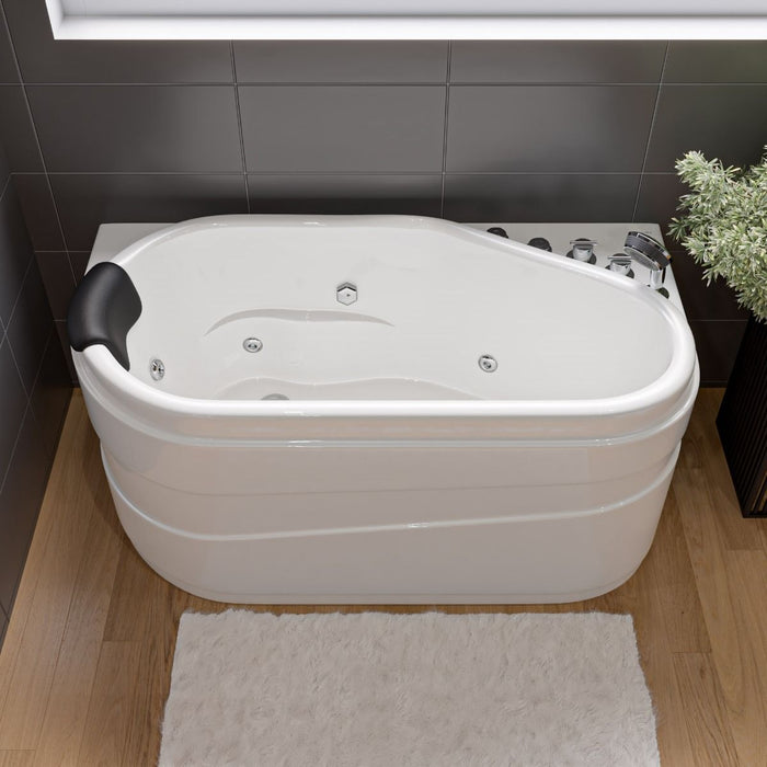 EAGO 57'' White Acrylic Jetted Whirlpool Bathtub, Fixtures AM175-L