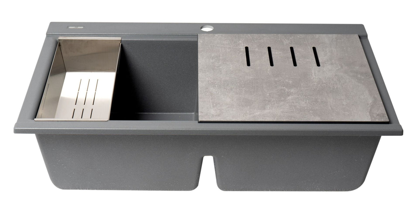 ALFI brand 34" Granite Composite Workstation Step Sink, Accessories AB3418DBDI