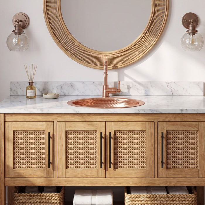 Nauxus Round Custom Handmade Copper Bathroom Sink RCB04-NX