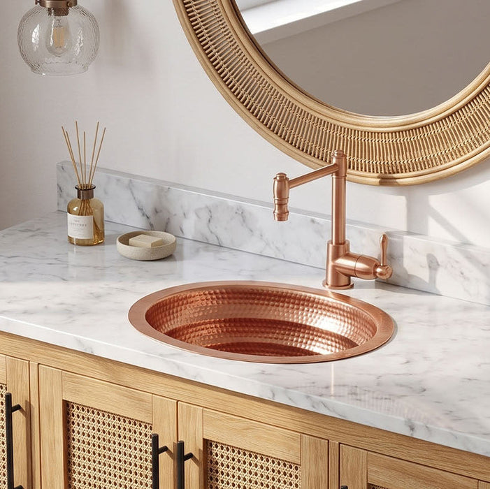 Nauxus Round Custom Handmade Copper Bathroom Sink RCB04-NX