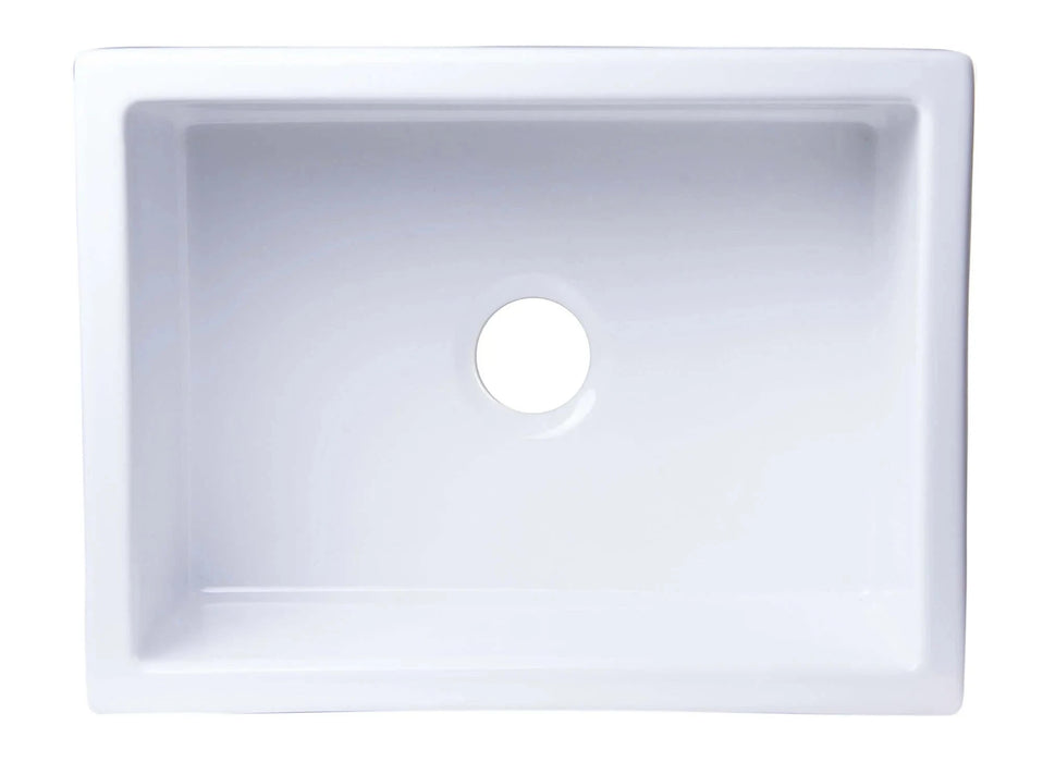 ALFI brand 24" Smooth Thick Wall Fireclay Single Bowl Farm Sink AB2418SB