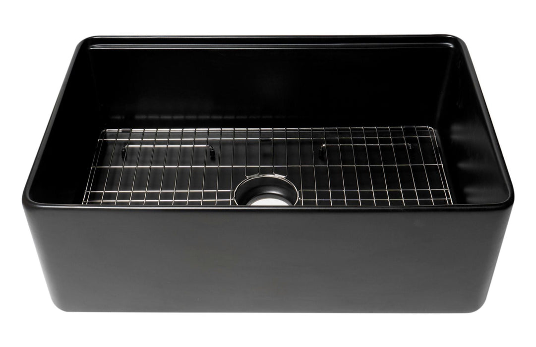 ALFI Brand 30" Smooth Apron Workstation Step Rim Fireclay Farm Sink ABFS3020