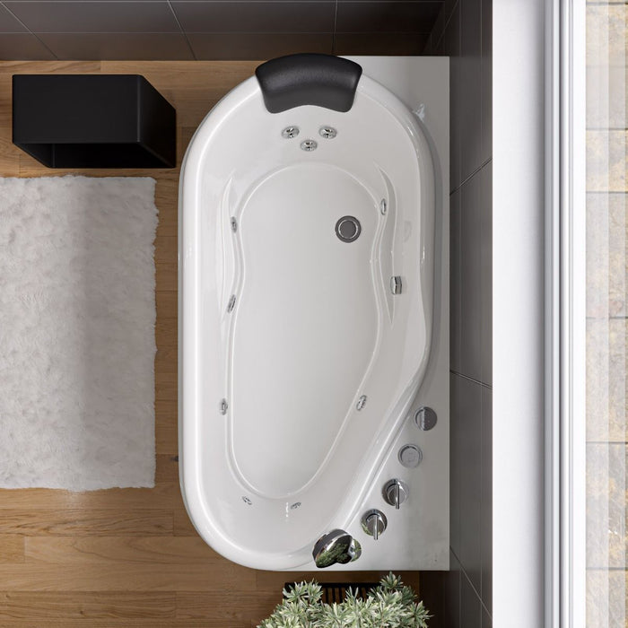 EAGO 57'' White Acrylic Jetted Whirlpool Bathtub, Fixtures AM175-L