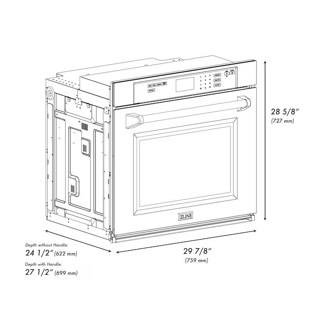 ZLINE 30" Single Electric Wall Oven, Air Fry True Convection, Self-cleaning WASBL-30-KST