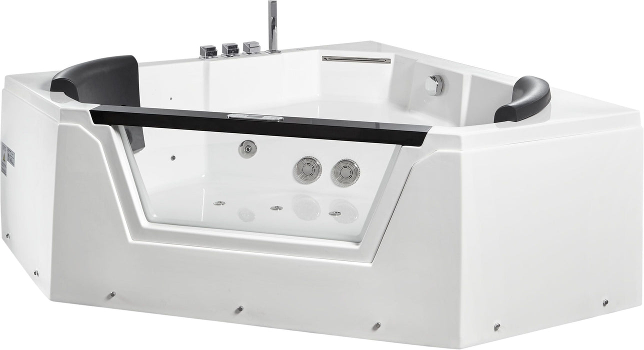 EAGO 5 ft Clear Corner Acrylic Whirlpool Bathtub for Two AM156ETL