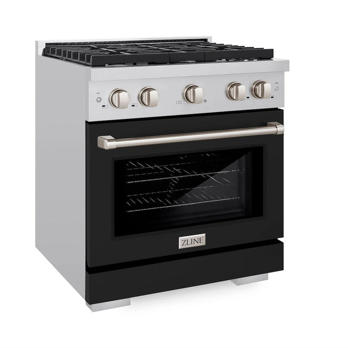 ZLINE 36" Gas Range, Convection Gas Oven, Stainless Steel,Matte Black  SGR-BLM-36