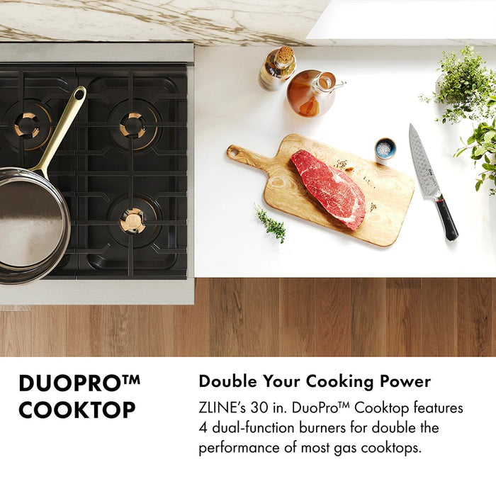 ZLINE 30" Paramount Dual Fuel Range DuoPro™ Cooktop, Electric Convection Oven PSDR-WM-30