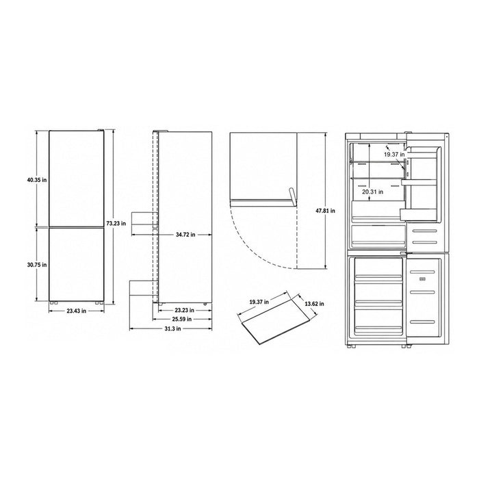 Verona 24" Bottom Freezer Refrigerator VEFBF2411RISL
