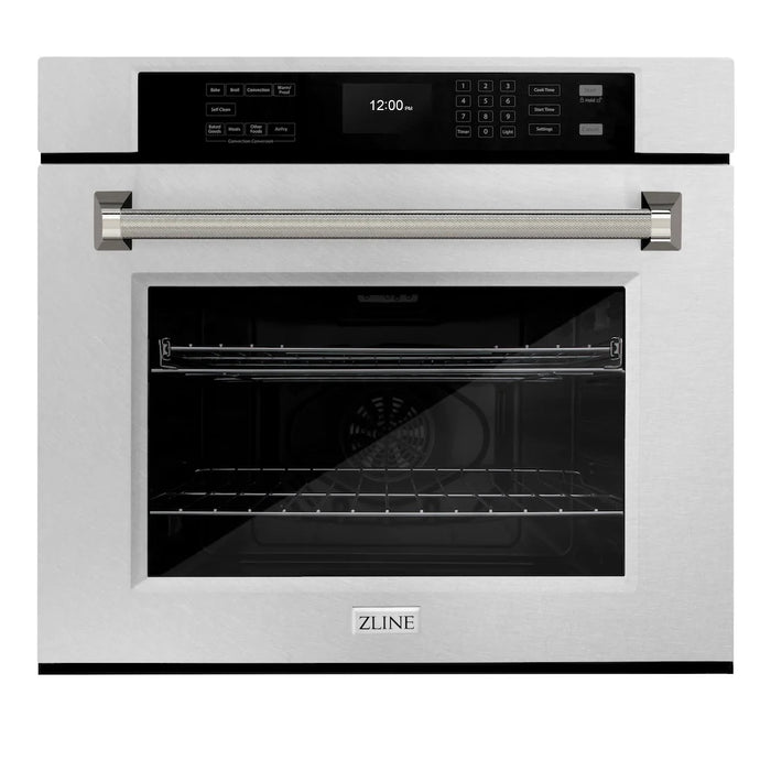 ZLINE Autograph Edition 30" Professional True Convection Single Wall Oven, Air Fry, Self Clean, Stainless Steel, Helix Handles WASZ-30-KCB