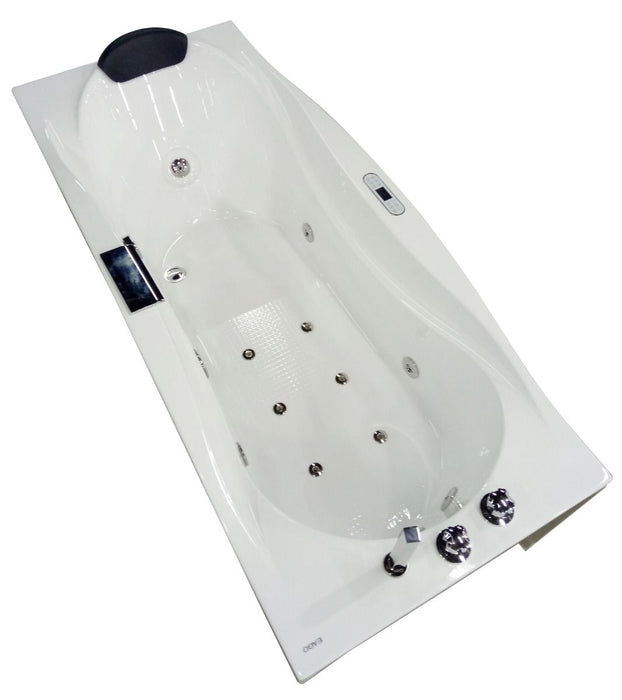 EAGO 6 ft Right Drain Acrylic White Whirlpool Bathtub, Fixtures AM189ETL-L