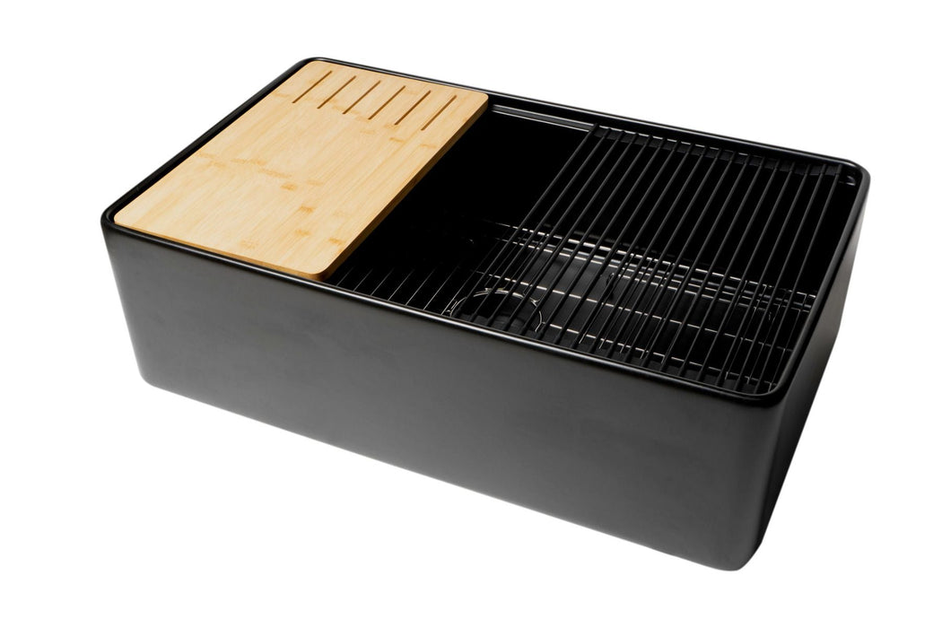 ALFI Brand 33" Smooth Apron Workstation Step Rim Fireclay Farm Sink  ABFS3320S