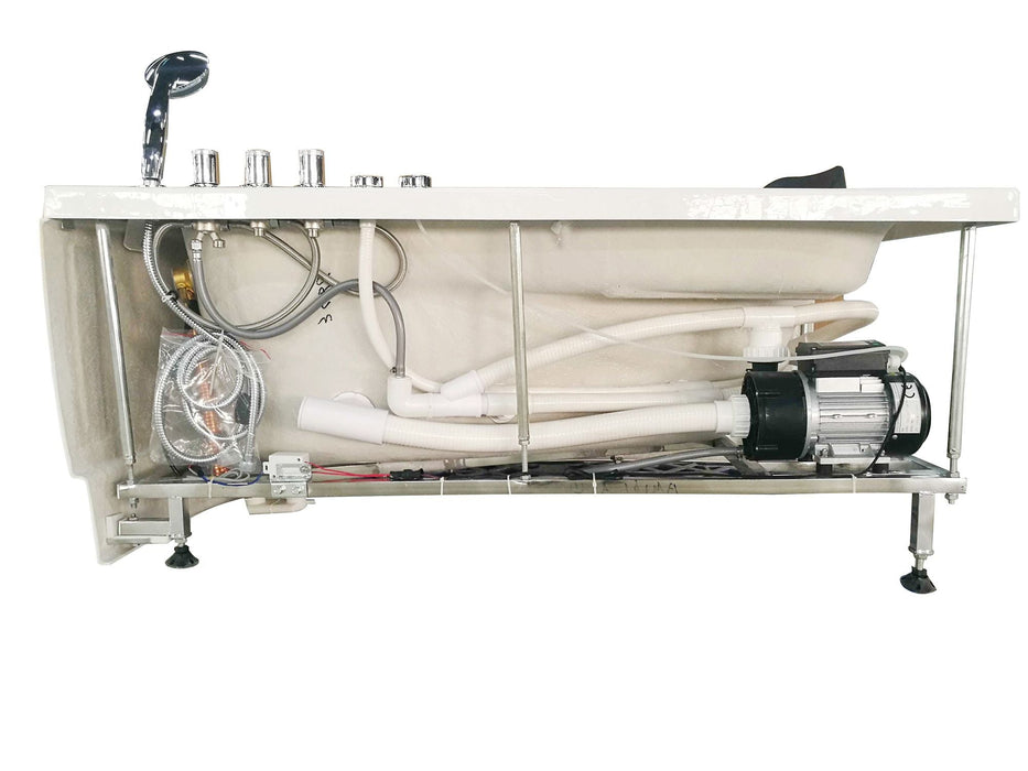 EAGO  59" Single Person Corner White Acrylic Whirlpool Bath Tub AM161-L