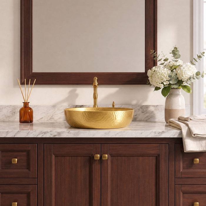 Nauxus Custom Handmade Copper Round Bathroom Sink RCB06-NX