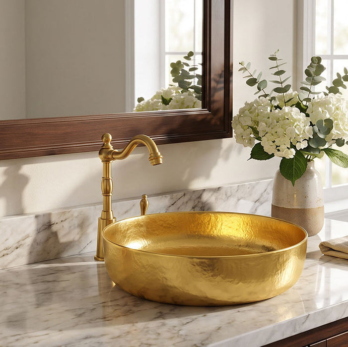 Nauxus Custom Handmade Copper Round Bathroom Sink RCB06-NX