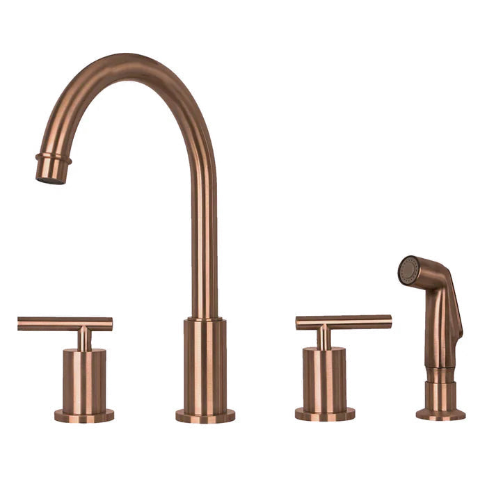 Two-Handles Copper Widespread Kitchen Faucet with Plastic Side Sprayer — AK96866N1-C-48
