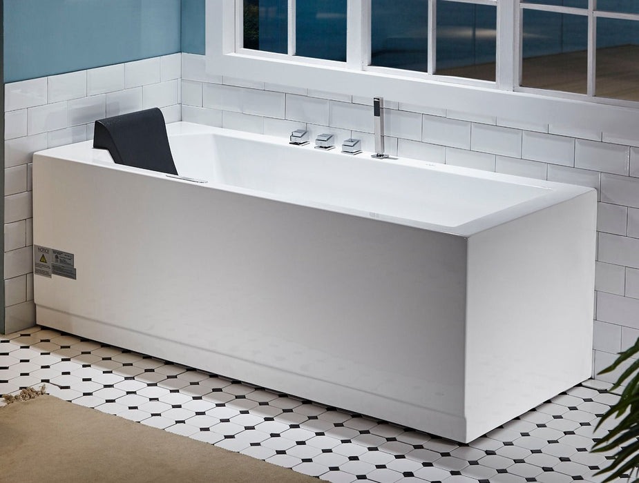 EAGO 5 ft Acrylic White Rectangular Whirlpool Bathtub, Fixtures AM154ETL-L5