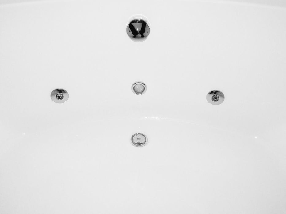 EAGO 5' Rounded Modern Double Seat Corner Whirlpool Bath Tub, Fixtures AM200