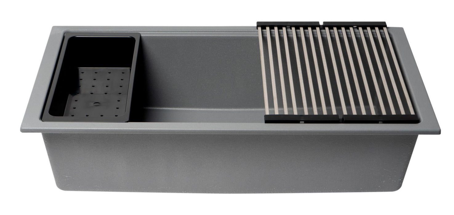 ALFI brand 34" Granite Composite Workstation Step Rim Sink, Accessories AB3418SBUM