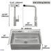 Forno ACQUA 33" Drop-In/Undermount 3-Level Workstation Sink, Waterfall Faucet, Glass Rinser D-XP30 - View 16