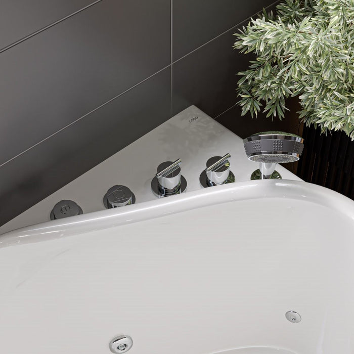 EAGO 57'' White Acrylic Jetted Whirlpool Bathtub, Fixtures AM175-L