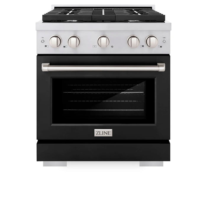 ZLINE 36" Gas Range, Convection Gas Oven, Stainless Steel,Matte Black  SGR-BLM-36