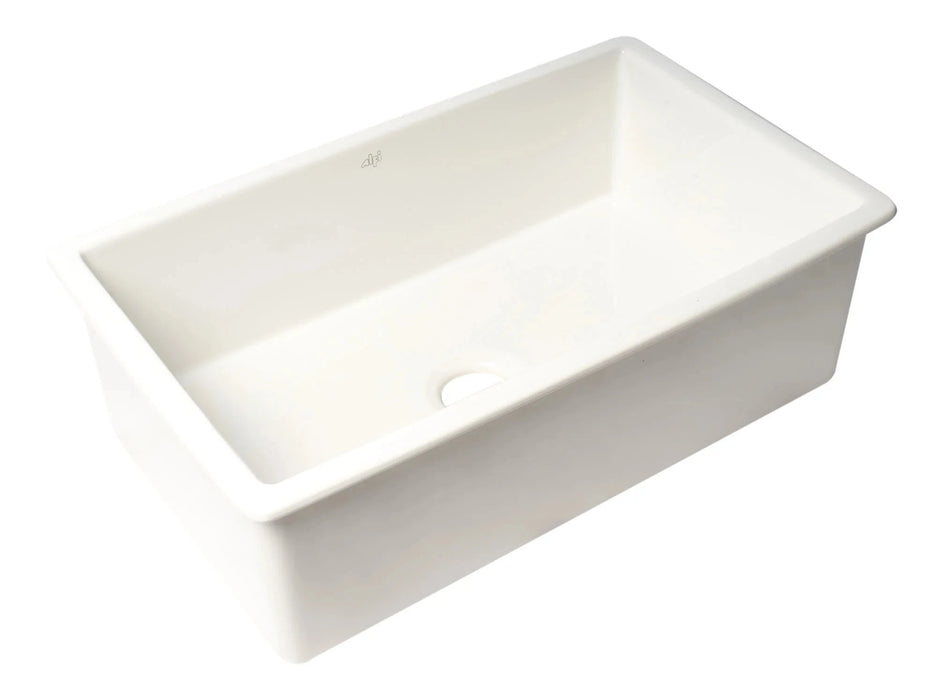 ALFI brand 32" Single Bowl Fireclay Undermount Kitchen Sink /w Grid ABF3219SUD