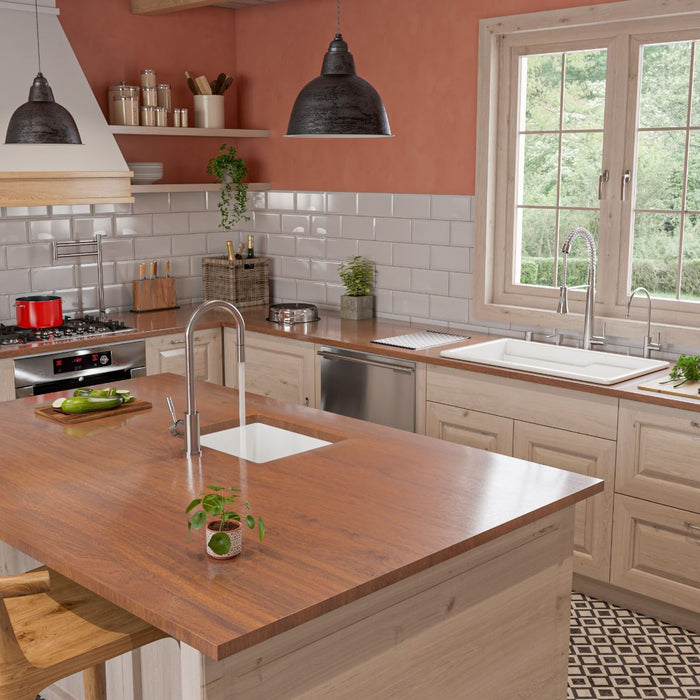 ALFI brand White 32" Workstation Step Rim Single Bowl Fireclay Undermount / Drop In Kitchen Sink ABFS3219SUD-W