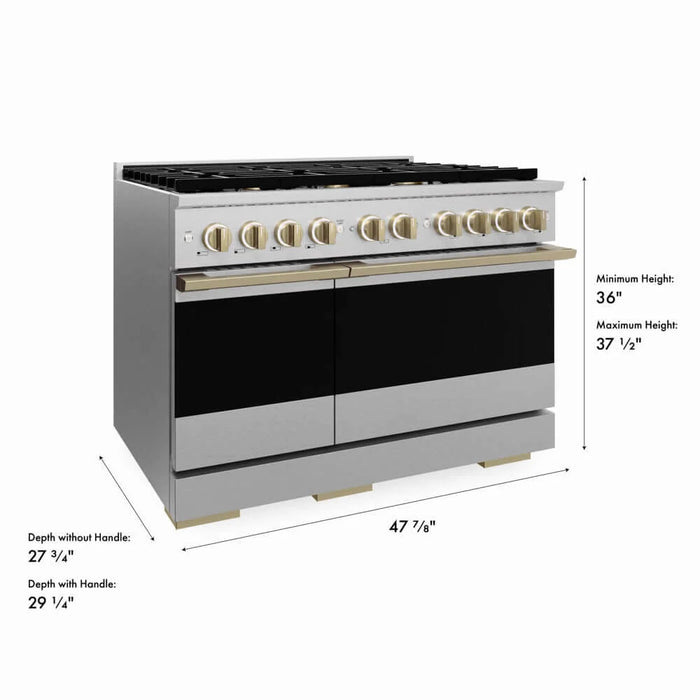 ZLINE Marino Double Oven Dual Fuel Range MDRSZ-48-CB
