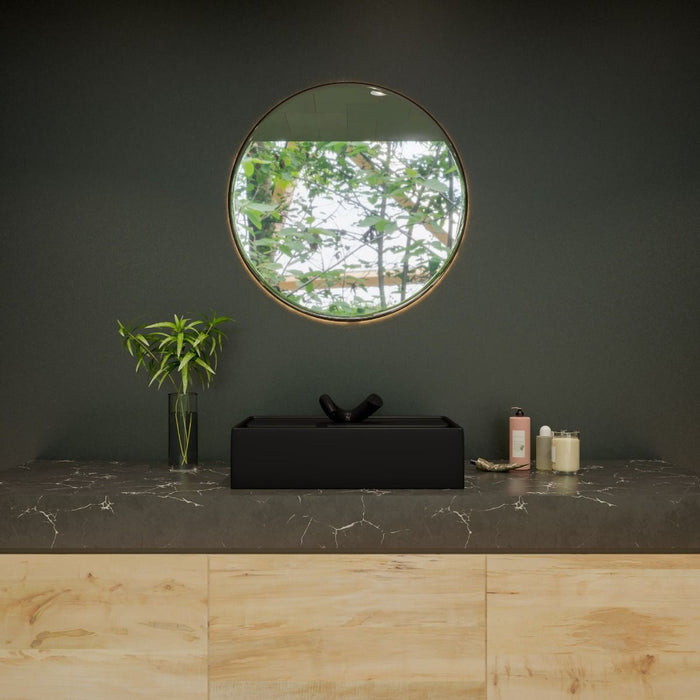 ALFI brand 24" Modern Rectangular Above Mount Ceramic Sink, Faucet Hole ABC901