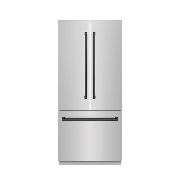 ZLINE 36" French Door Built-In Bottom Freezer Refrigerator, Water Dispenser, Ice Maker, Stainless Steel, Accents SRBIVZ-304-36CB