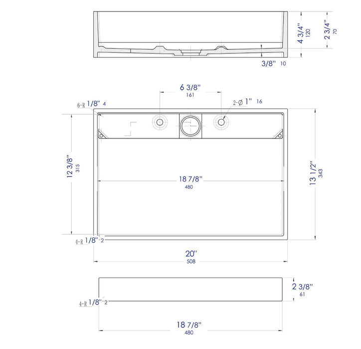 ALFI brand 20" White Matte Solid Surface Resin Sink ABRS2014