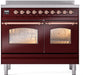 ILVE Nostalgie II 40" Electric Range, Burgundy, Copper Trim UPDI406NMPBUP ILVE