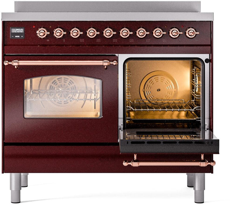 ILVE Nostalgie II 40" Electric Range, Burgundy, Copper Trim UPDI406NMPBUP ILVE