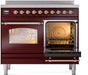 ILVE Nostalgie II 40" Electric Range, Burgundy, Copper Trim UPDI406NMPBUP ILVE