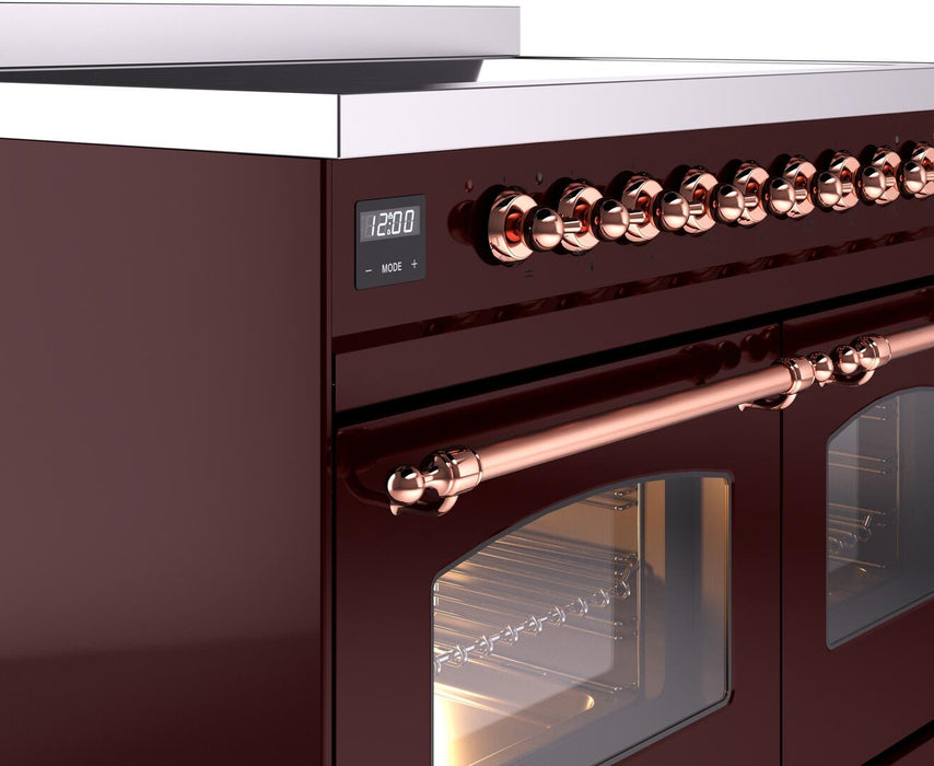 ILVE Nostalgie II 40" Electric Range, Burgundy, Copper Trim UPDI406NMPBUP ILVE