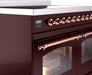 ILVE Nostalgie II 40" Electric Range, Burgundy, Copper Trim UPDI406NMPBUP ILVE