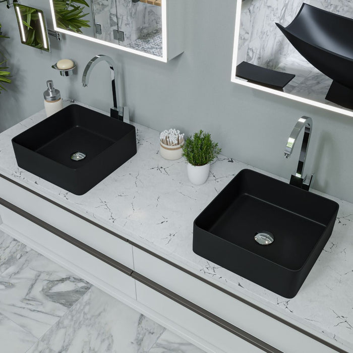 ALFI brand 16" Modern Square Above Mount Ceramic Sink ABC903