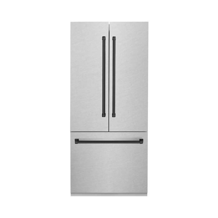 ZLINE Autograph Edition 36" French Door Built-In Bottom Freezer Refrigerator, Water Dispenser, Ice Maker, Satin Stainless Steel, Accents RBIVZ-SN-36-CB