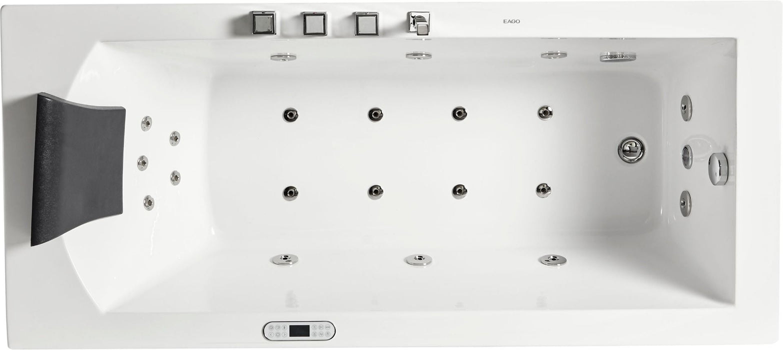 EAGO 5 ft Acrylic White Rectangular Whirlpool Bathtub, Fixtures AM154ETL-L5