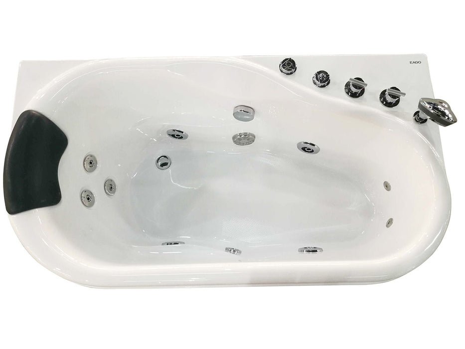 EAGO 57'' White Acrylic Jetted Whirlpool Bathtub, Fixtures AM175-L