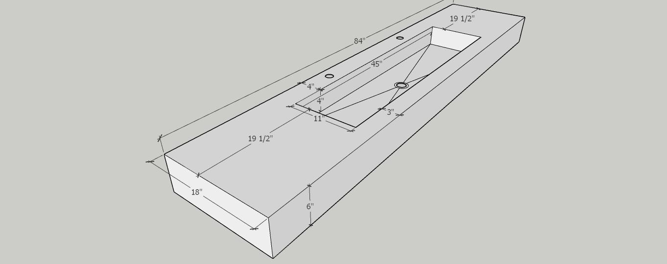 White Quartz Large Bathroom Trough Sink Wall Mount Contemporary Design