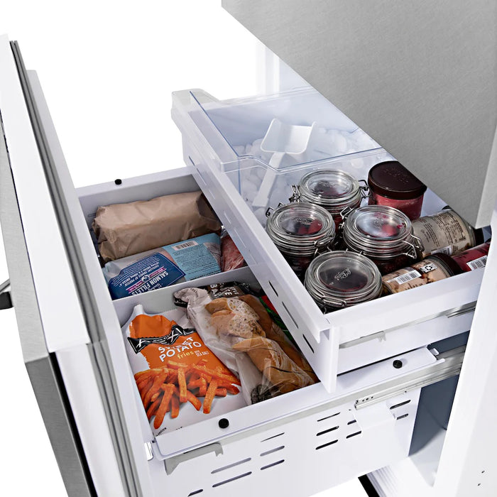 ZLINE Built-In Bottom Freezer Refrigerator, Water Dispenser, Ice Maker, Satin Stainless Steel RBIV-SN