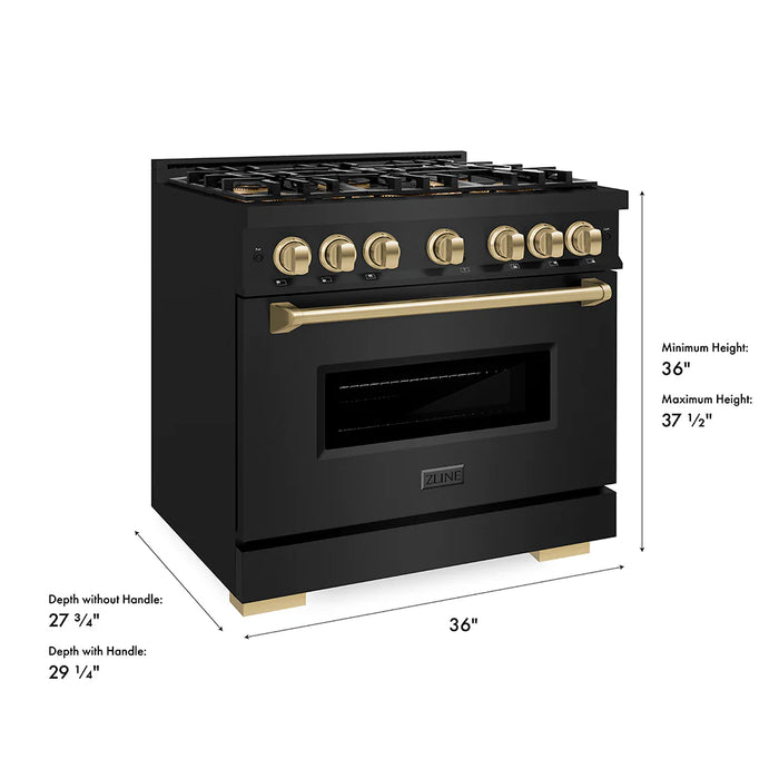 ZLINE Classic 36" Gas Range Black Stainless Steel PCGRBZ-36-CB