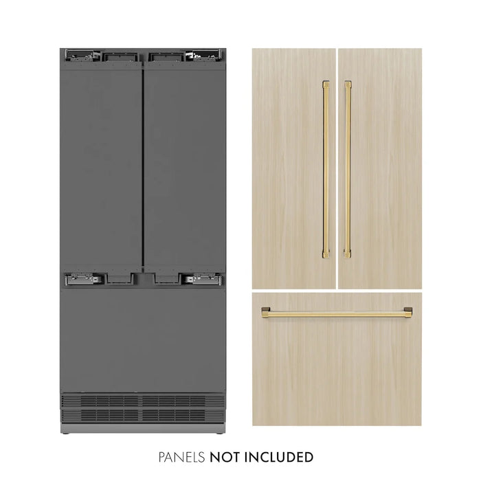 ZLINE Autograph Edition 36" Panel Ready French Door Built-In Bottom Freezer Refrigerator SRBIVZ-36-CB