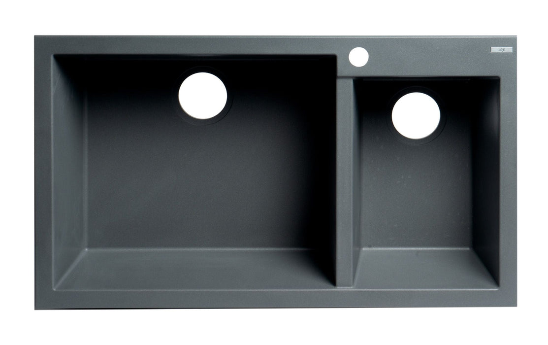 ALFI brand 34" Double Bowl Drop In Granite Composite Kitchen Sink AB3319DI