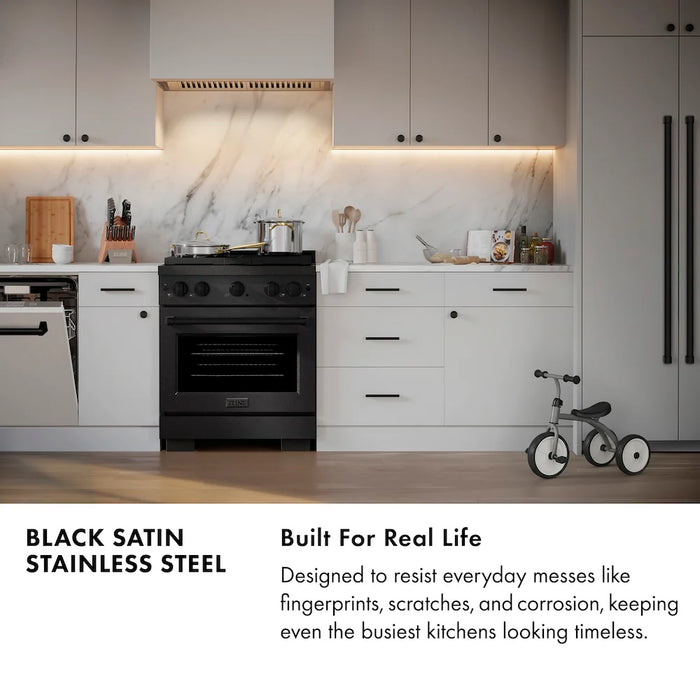 ZLINE 48" Paramount Dual Fuel Range DuoPro™ Cooktop, Electric Convection Oven, Black Satin Stainless Steel PSDRBSZ-48-CB