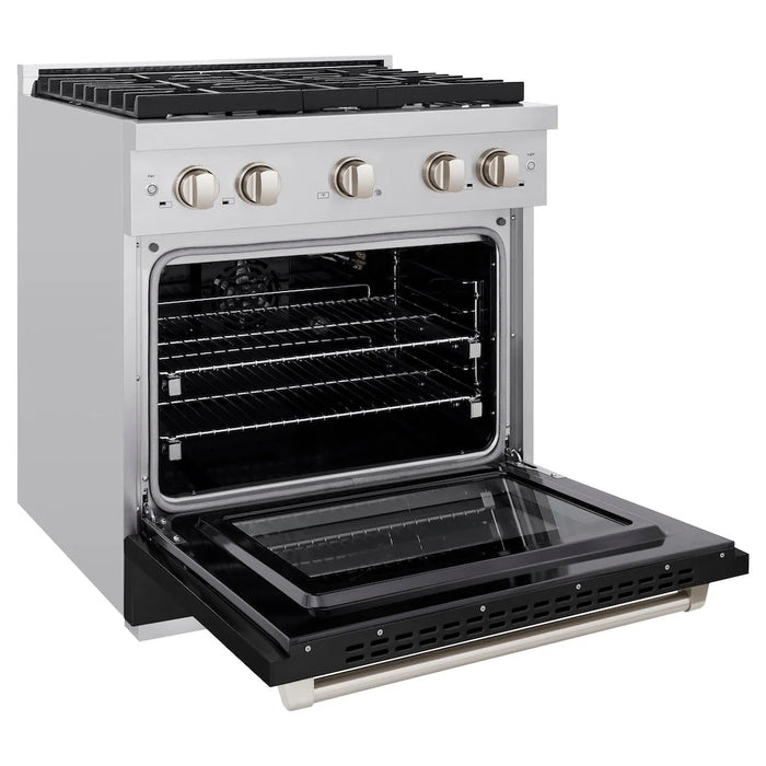 ZLINE 36" Gas Range, Convection Gas Oven, Stainless Steel,Matte Black  SGR-BLM-36