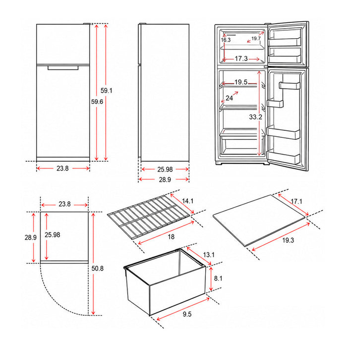 Verona 24" Top Freezer Refrigerator VEFTF2412RWH