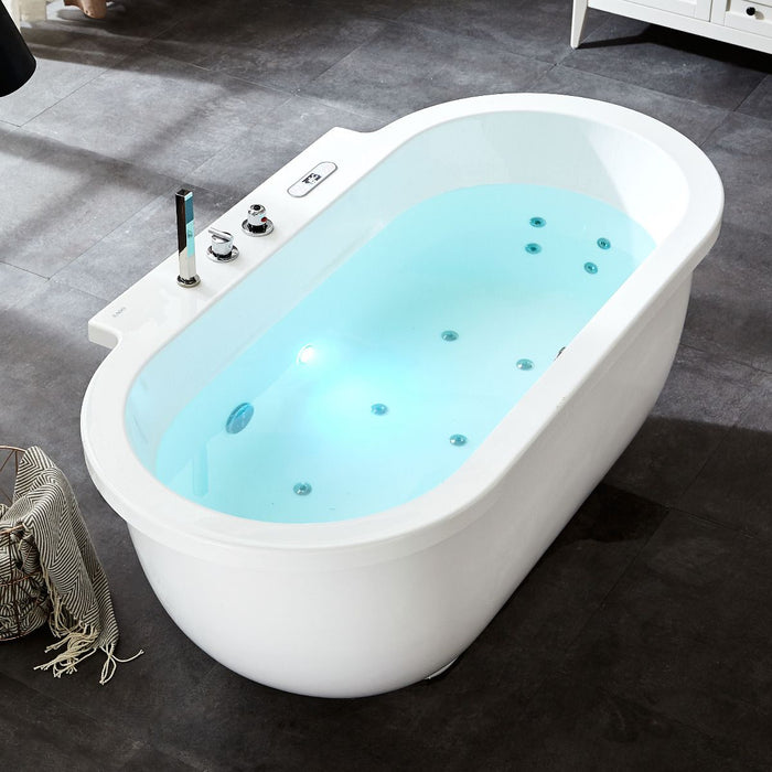 EAGO 6 ft Acrylic White Whirlpool Bathtub, Fixtures AM128ETL