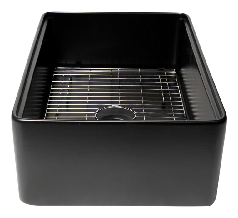 ALFI Brand 30" Smooth Apron Workstation Step Rim Fireclay Farm Sink ABFS3020